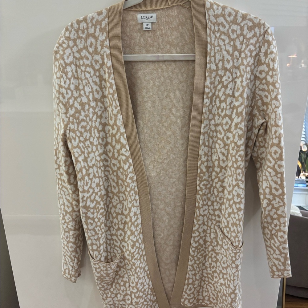 J. Crew Factory Tan and Cream Patterned Cardigan
